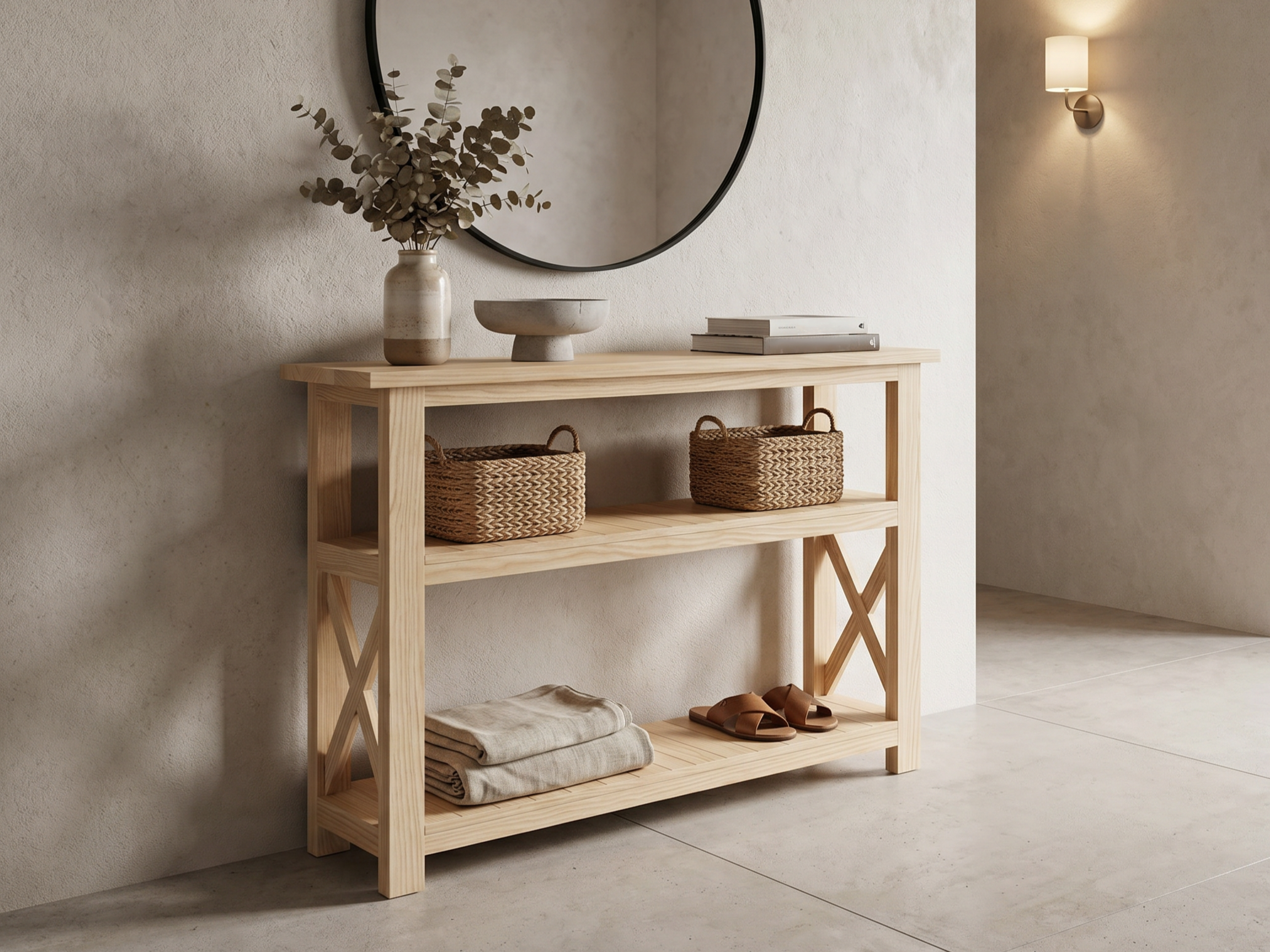 oakhaus studio oak wood entry table